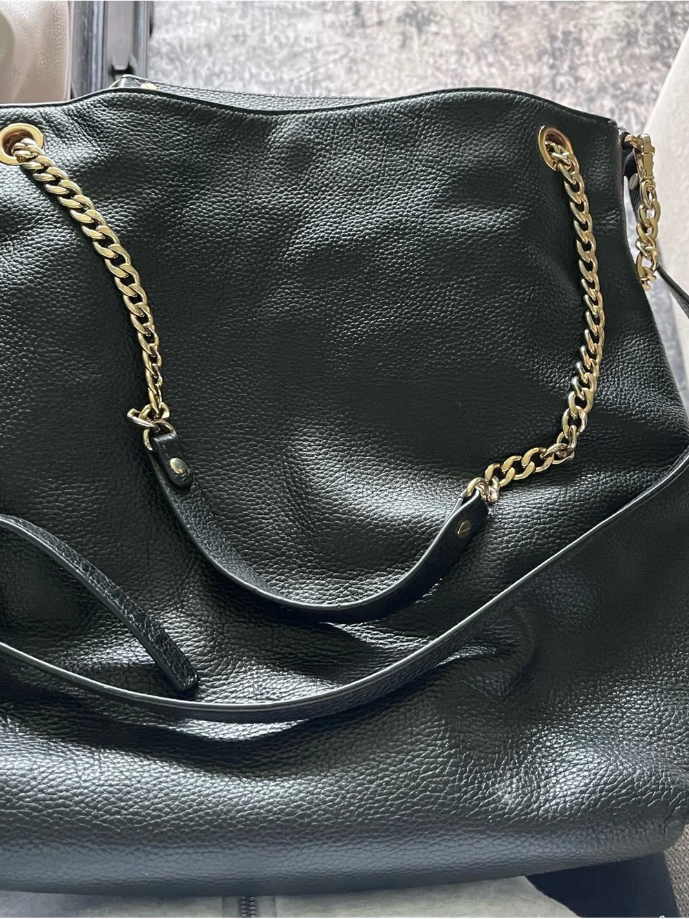 Michael Kors Black Satchel with Gold Chain Accents